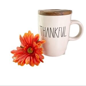 Rae Dunn Thankful travel coffee mug with lid ceramic